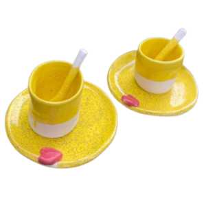 Esmalte Cerâmica Amarelo com Pintas